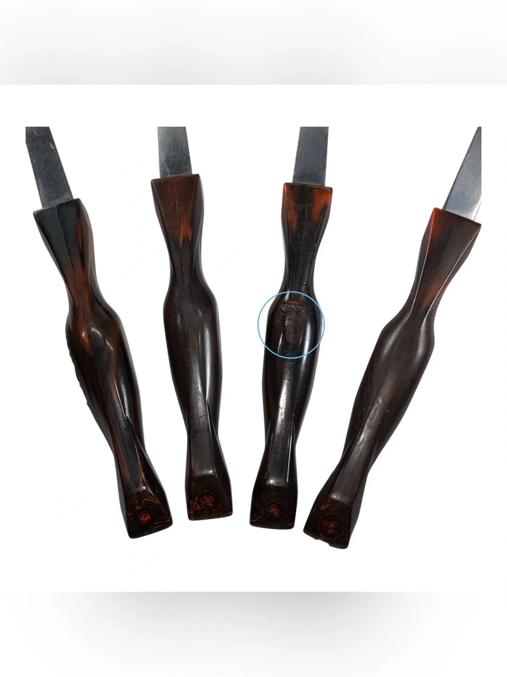 CUTCO 4 Pc Utensil Set Classic Swirl Brown Vintage Spatula Slotted Spoon Ladel